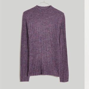 Madewell purple heather ribbed mock neck alpaca blend sweater